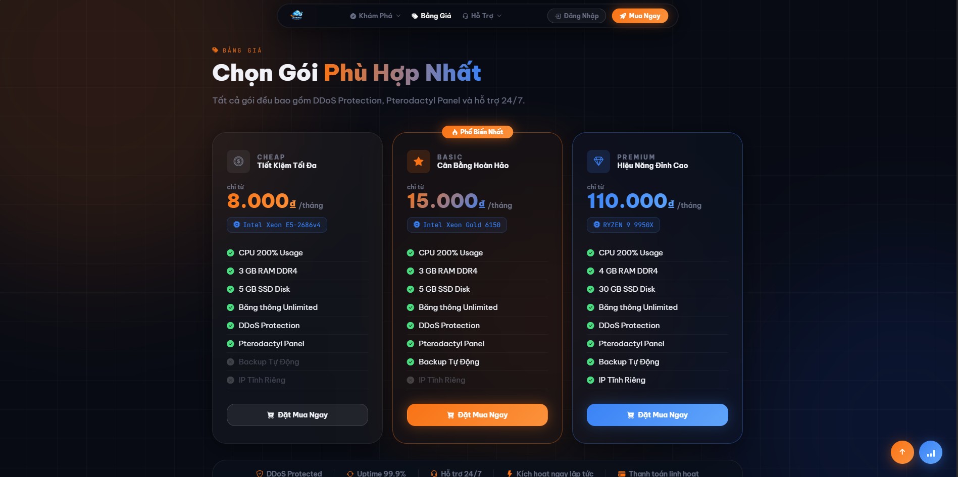 Dự án ZyroxHost Game Hosting
